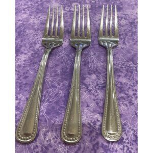 Reed & Barton Kendall‎ Stainless Salad Forks 3 Piece Set Beaded Outline Flatware